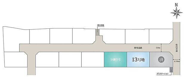 開発道路幅約5.0mで車の出入りもスムーズ。暮らしやすさに配慮された区画です。