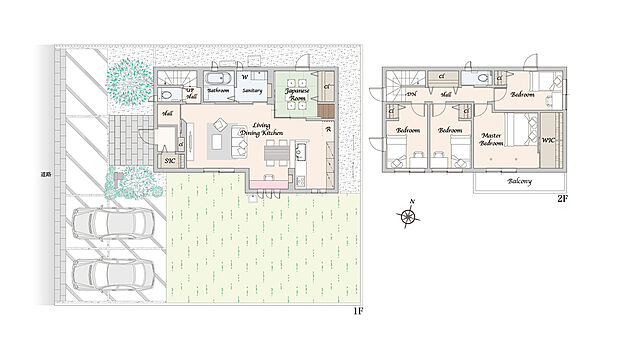※外構・植栽は実際と異なる場合があります。自動車、自転車は販売価格に含まれません。間取りに記載された家具類は一部を除き販売価格に含まれません。