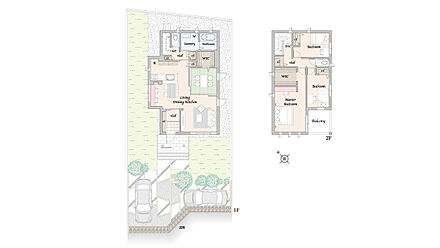 ※外構・植栽は実際と異なる場合があります。自動車、自転車は販売価格に含まれません。間取りに記載された家具類は一部を除き販売価格に含まれません。 