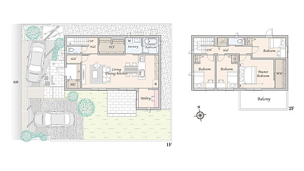 【4LDK+WIC】※掲載の区画図は設計図面を基に書き起こしたもので、実際と異なる場合があります。異なる場合は現況を優先とさせていただきます。
※方位記号は若干の差異を生じる場合があります。
※確定測量の結果、誤差が生じた場合は精算いたしません。
※坪数は1m2=0.3025坪、小数点第3位以下は切り捨てで計算しています。