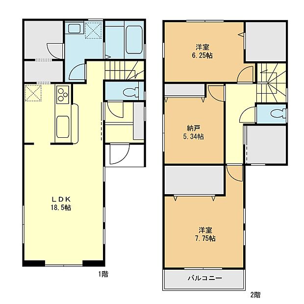 【2LDK+S】間取図2号棟