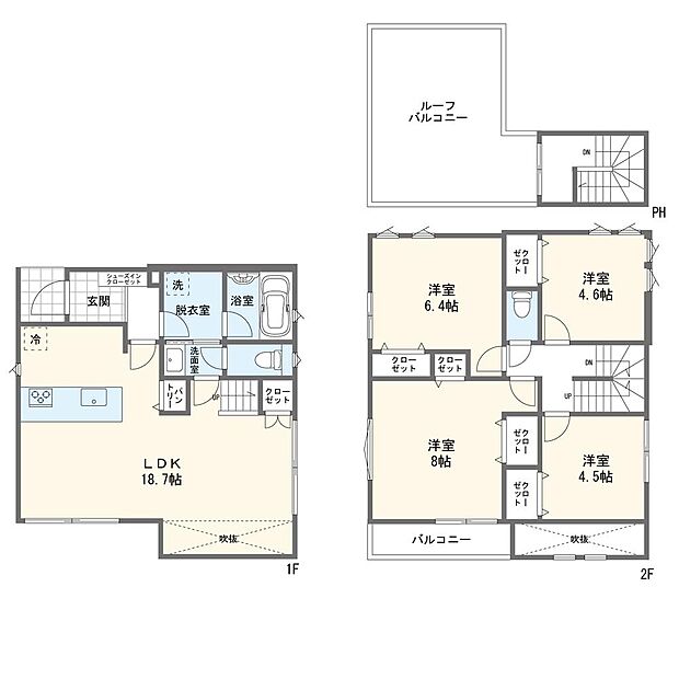 【4LDK】間取図(A棟)
