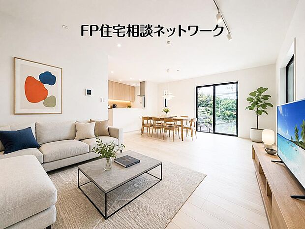 【リビング】家具の配置がしやすい広さを確保したこだわりの間取りです。(本画像はCGで作成しており、実際に現地に家具はおかれておりません。また価格に家具は含まれておりません。)