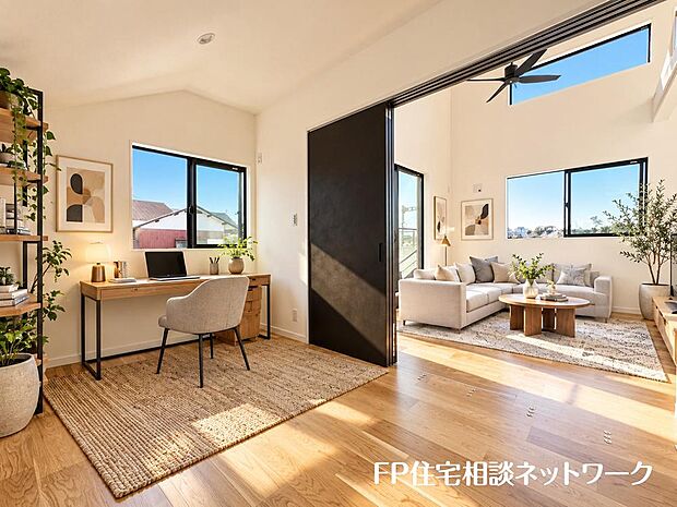 リビングと続き間で使える便利な居室。扉を開放すればLDKと一体感のある広々空間に♪（本画像はCGで作成しており、実際に現地に家具はおかれておりません。また価格に家具は含まれておりません。）