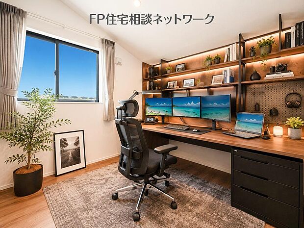 【リビング以外の居室】ワークスペースとしてはもちろん、読書や趣味を楽しめる快適なプライベートルームです。♪(本画像はCGで作成しており、実際に現地に家具はおかれておりません。また価格に家具は含ません)