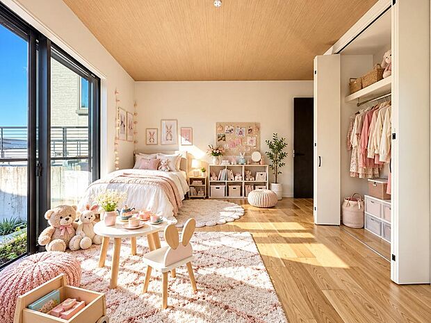 【リビング以外の居室】お子様の成長に合わせて自由にレイアウトできる、明るく使いやすい子供部屋です♪（本画像はCGで作成しており、実際に現地に家具はおかれておりません。また価格に家具は含ません）