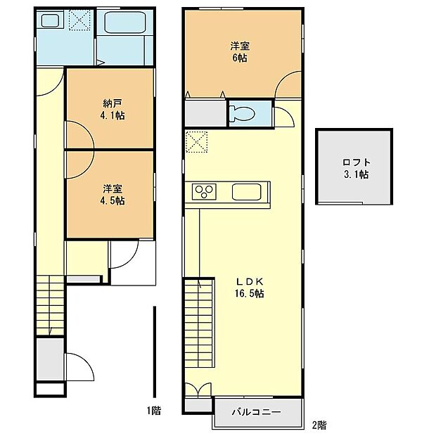 【2LDK+S】間取図