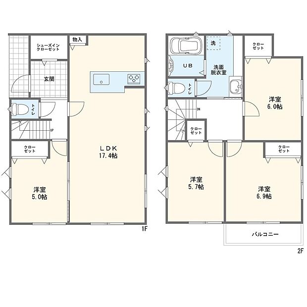 【4LDK】1号棟間取図