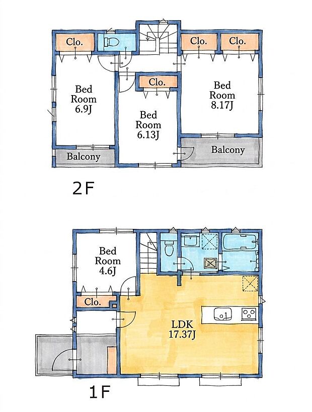 【4LDK】2号棟間取図