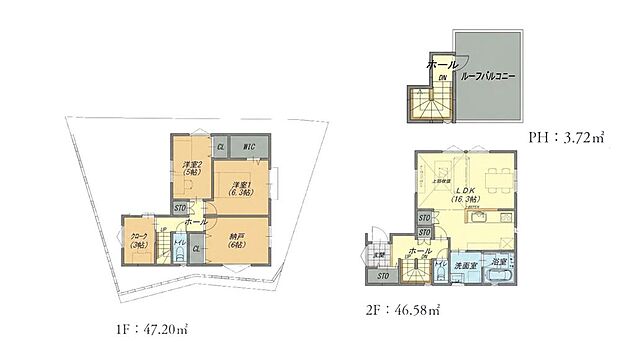 【2LDK+S】間取図