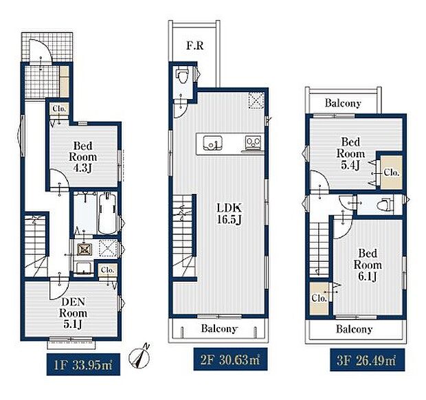 【3LDK+S】３号棟間取り