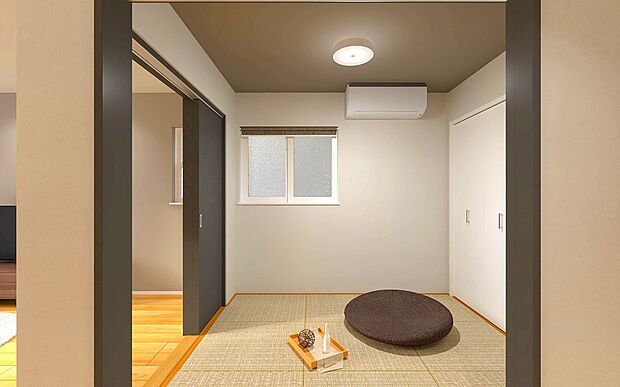 【No.3│タタミコーナー】リビング横のタタミコーナーは、お子様のお昼寝やプレイスペースにぴったり。扉を閉めればゲストルームとしても使え、洗濯物を畳むなどの家事スペースとしても大活躍です。