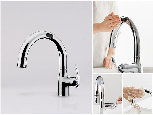 【参考画像【タカギ】】浄水機能付きのタッチレス水栓を採用。ストレスフリーな操作性で毎日忙しいあなたを快適にサポートいたします。