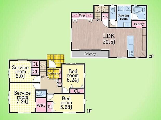 (5号棟)、価格7080万円、2LDK+2S、土地面積123.7m2、建物面積106.4m2