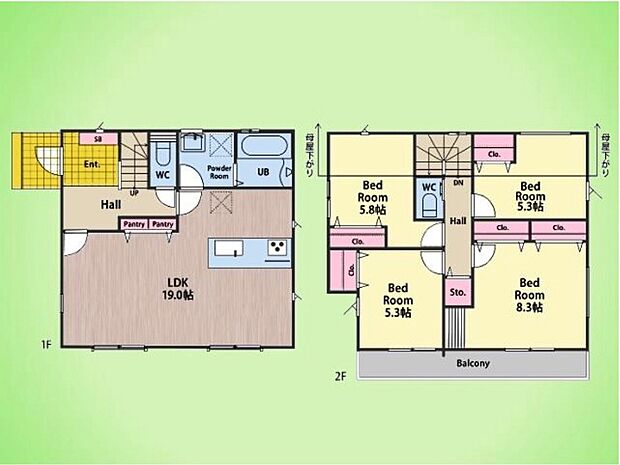 【4LDK】■パントリー
■車2台
■ワイドバルコニー