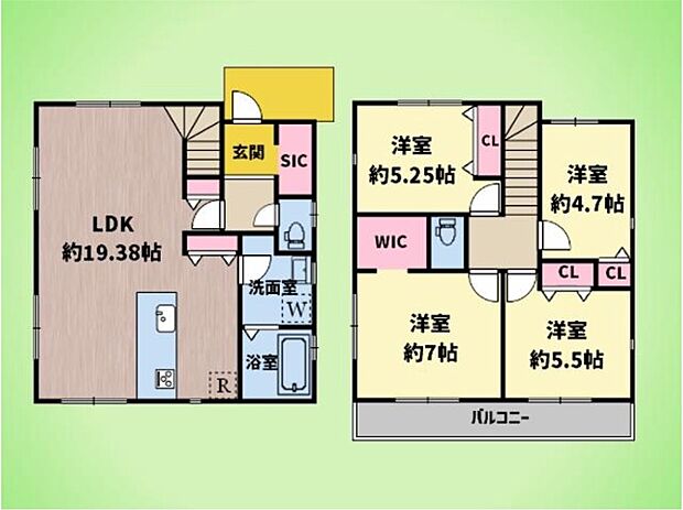 【4LDK】■車2台
■シューズインクローゼット
■ウォークインクローゼット
