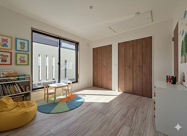 【◇◆洋室◆◇】洋室には収納を完備し、さらに屋根裏収納もご用意。季節物や思い出の品もしっかり片付けられます。本画像はCGで作成しており、実際に現地に家具は置かれておりません。また、価格に家具は含まれておりません。