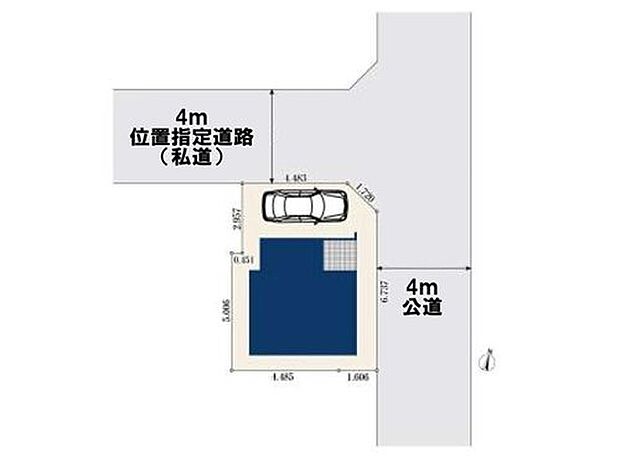 前面道路約4ｍの角地につき、開放感がありお車の出し入れもスムーズです。