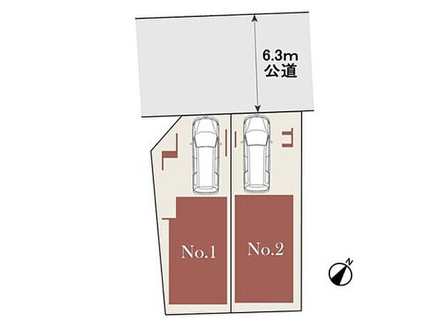 【全体区画図】駐車スペース1台付きです。