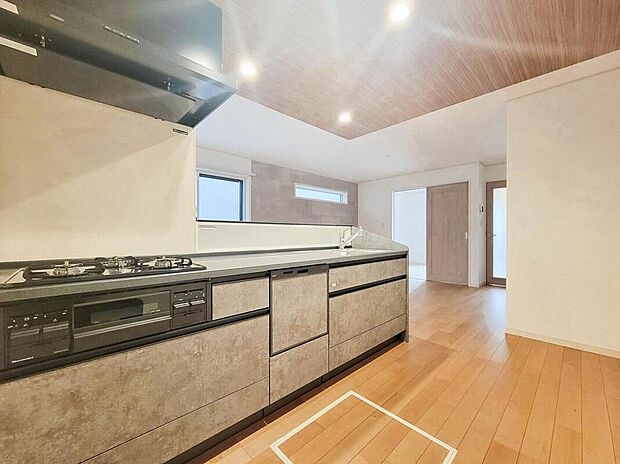 システムキッチンの収納は、デッドスペースになりやすいキャビネット内を有効活用できるよう作られております。また、シンクとカウンターは隙間なく接合され、お手入れ簡単です。