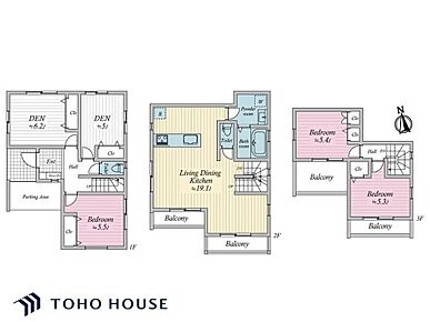 建物面積には、車庫面積7.40m2を含みます。 