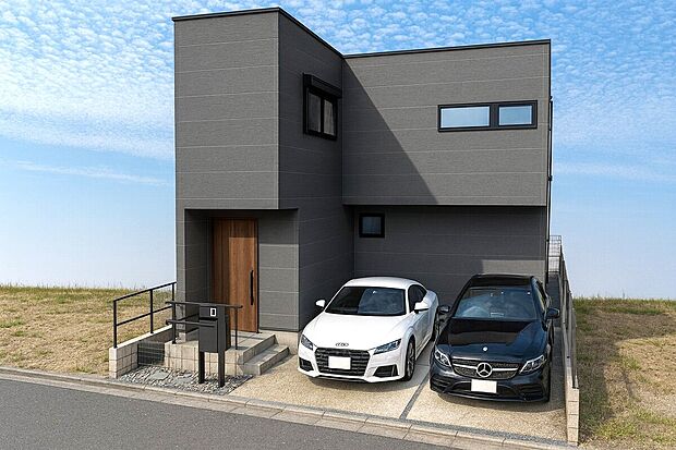 窓の少ないシンプルなファサードが、現代的でスタイリッシュな印象を演出。高い位置に窓を設けることで、外からの視線もしっかりカット。
デザイン性だけでなく、プライバシーにも配慮した居住空間を実現しました。