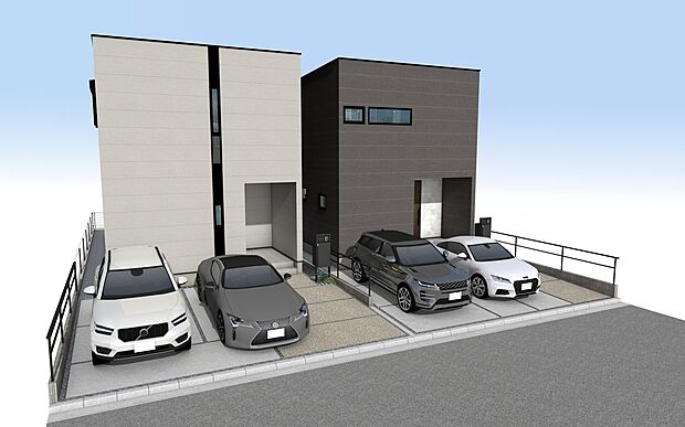 外観パース　A号棟（右）・B号棟（左）