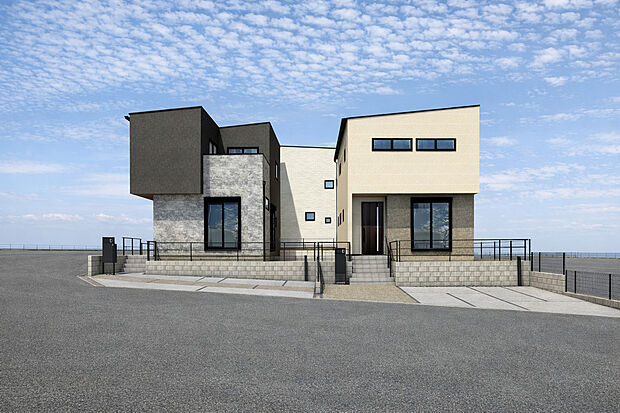 外観パース(右からAB号棟)
並列3台駐車可!(車種による)