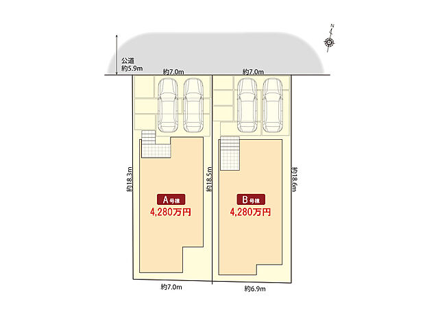 ■前面道路5.9m
■並列駐車2台可能