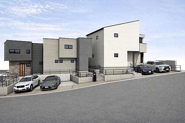 外観パース(右からBC号棟)
2~3台駐車可!(車種による)