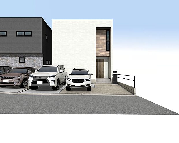 外観パース(B号棟)
並列3台駐車可!(車種による)