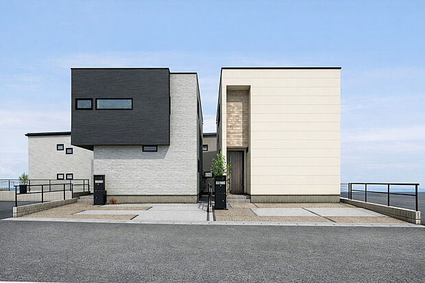 外観パース(右からAB号棟)
並列2台駐車可!