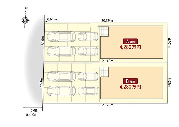 区画図 駐車2~4台可能
