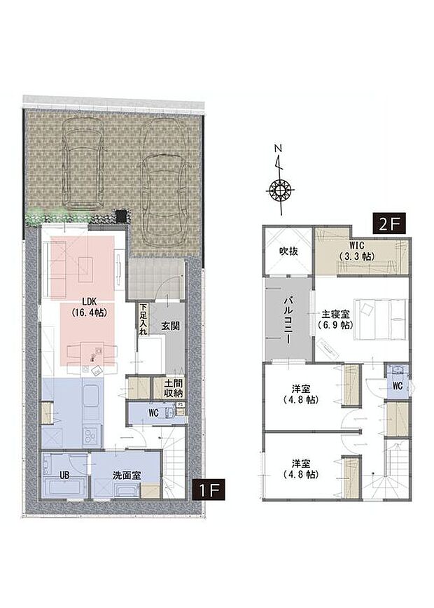 4LDK+WIC+土間収納+納戸+階段下収納