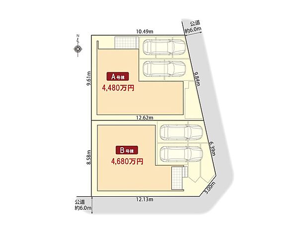 区画図 並列駐車2台可能