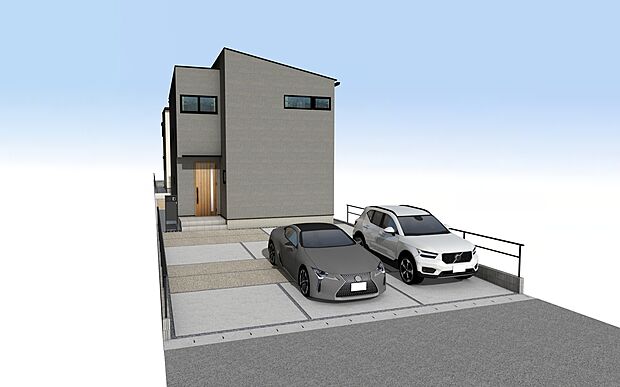 【外観パース　A号棟　】■未完成物件の為、モデルハウスへのご案内も致します。
お気軽に「0120-928-571」までお問合せ下さい！