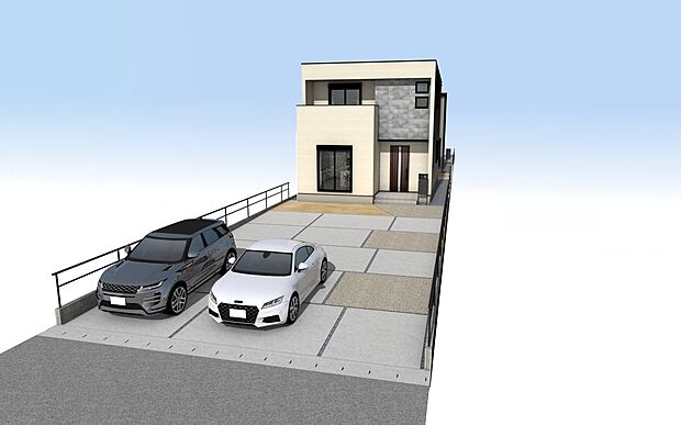 【外観パース　B号棟　】■未完成物件の為、モデルハウスへのご案内も致します。
お気軽に「0120-928-571」までお問合せ下さい！