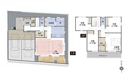 ■WIC・納戸・土間収納がある豊富な収納スペース
■南向きのリビングには心地いい日差しが差し込みます 