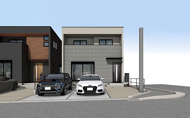 【外観パース B号棟】■未完成物件の為、モデルハウスへのご案内も致します。お気軽にお問合せ下さいませ。