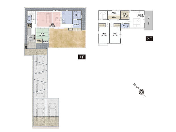 【4LDK】■洗面所に豊富な収納。タオルや洗剤、着替えも充分に収納可能
■キッチン横の収納は調理器具や食材がストックできる収納完備
■使う場所ごとにものを片付けられるように収納豊富な間取り