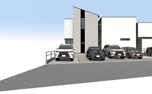 【外観パース　C号棟】未完成物件のため、モデルハウスへのご案内も致します！
お気軽に「0120-776-133」へご連絡下さい。
