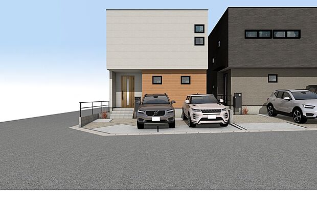 【外観パース　B号棟】未完成物件のため、モデルハウスへのご案内も致します！
お気軽に「0120-776-133」へご連絡下さい。
