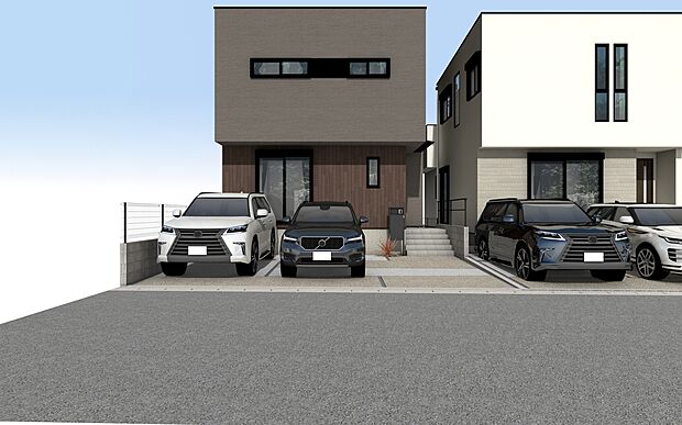 【外観パース　D号棟】未完成物件のため、モデルハウスへのご案内も致します！
お気軽に「0120-776-133」へご連絡下さい。
