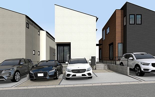 【外観パース　B号棟】未完成物件のため、モデルハウスへのご案内も致します！
お気軽に「0120-776-133」へご連絡下さい。
