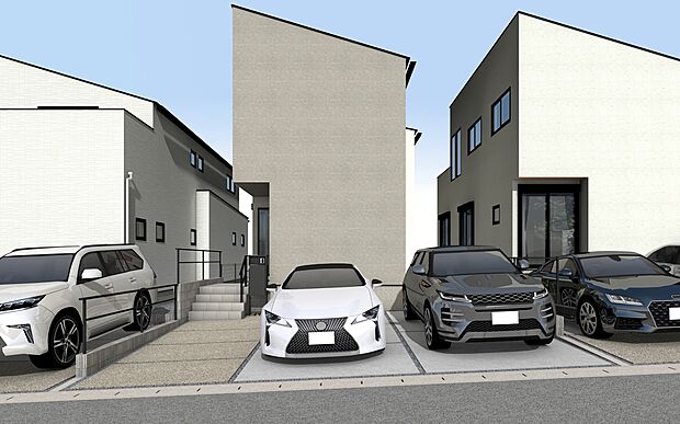 【外観パース　C号棟】未完成物件のため、モデルハウスへのご案内も致します！
お気軽に「0120-776-133」へご連絡下さい。
