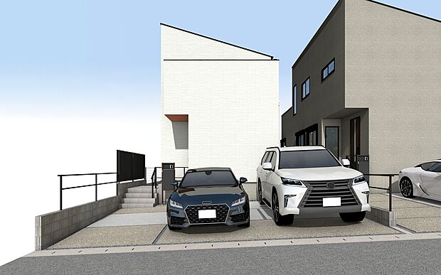 【外観パース　D号棟】未完成物件のため、モデルハウスへのご案内も致します！
お気軽に「0120-776-133」へご連絡下さい。
