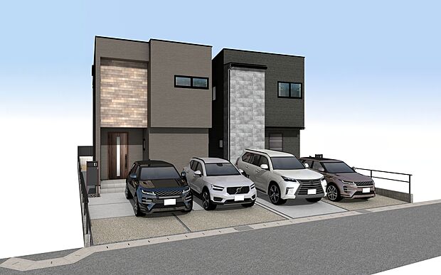 【外観パース全体】■未完成物件の為、モデルハウスへのご案内も致します。お気軽にお問合せ下さいませ。