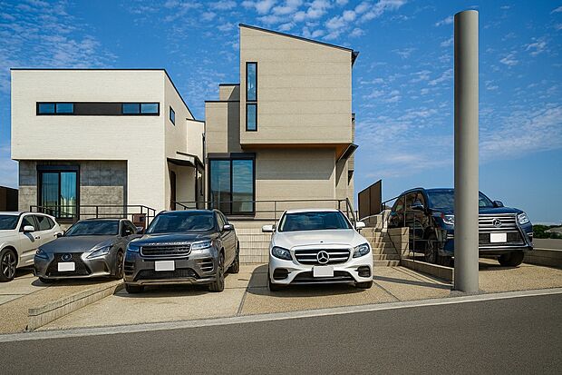 【B号棟】現地外観パース 並列駐車2台可!