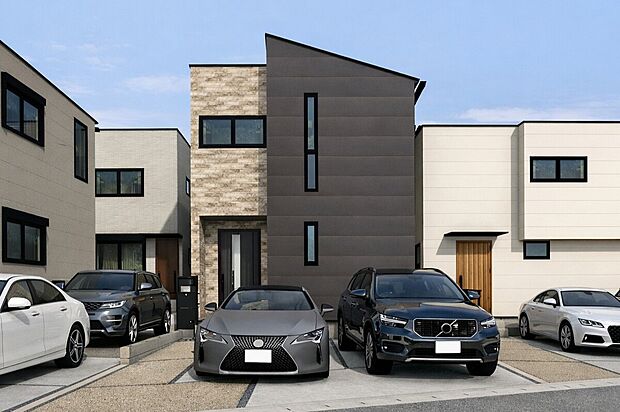 【外観パース　B号棟】未完成物件のため、モデルハウスへのご案内も致します！
お気軽に「0120-776-133」へご連絡下さい。