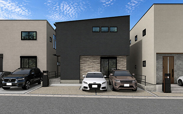 【現地外観パース　C号棟】■未完成物件の為、モデルハウスへのご案内も致します。
お気軽に「0120-928-571」までお問合せ下さい！